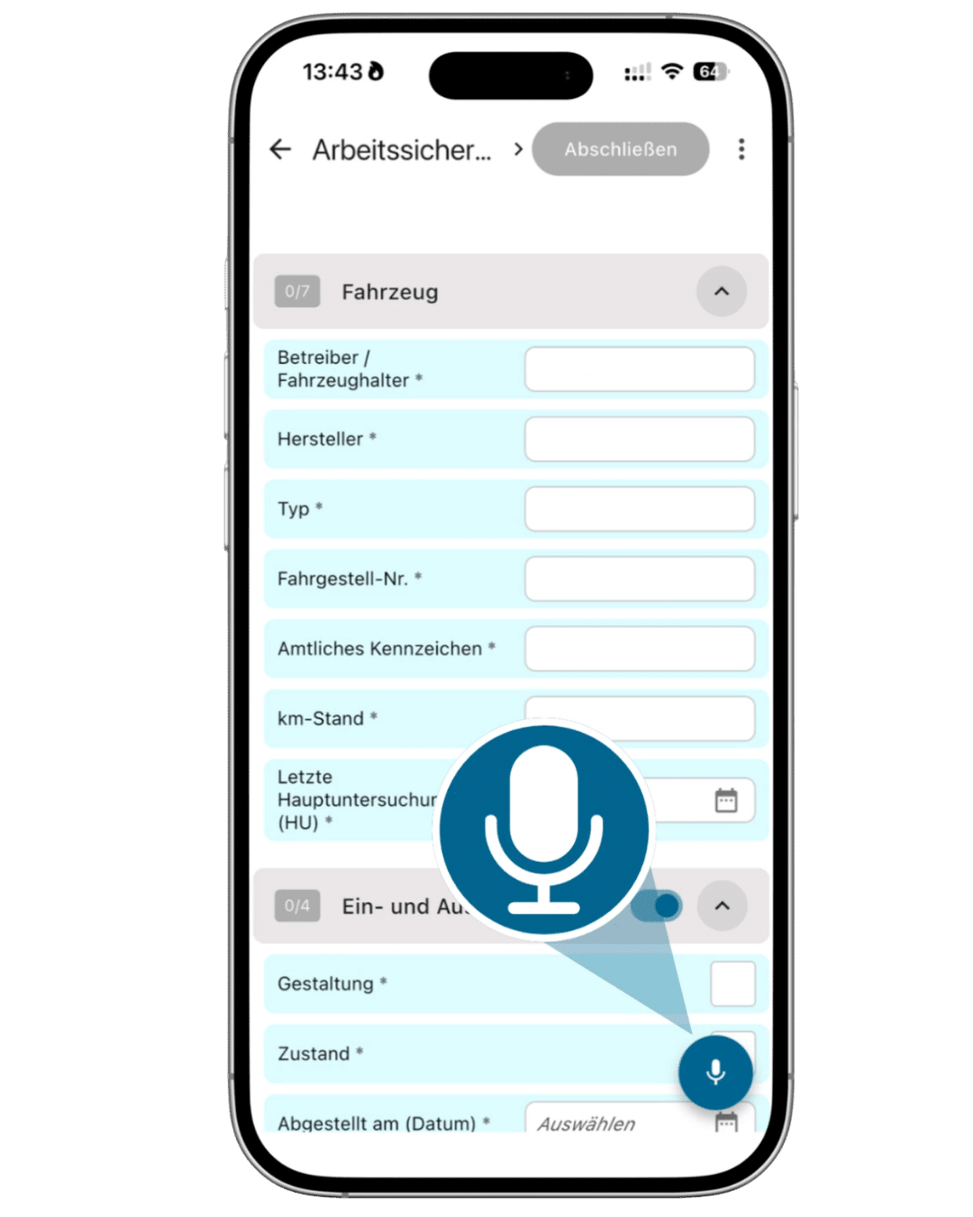 Prüfprotokoll mit Sprache ausfüllen