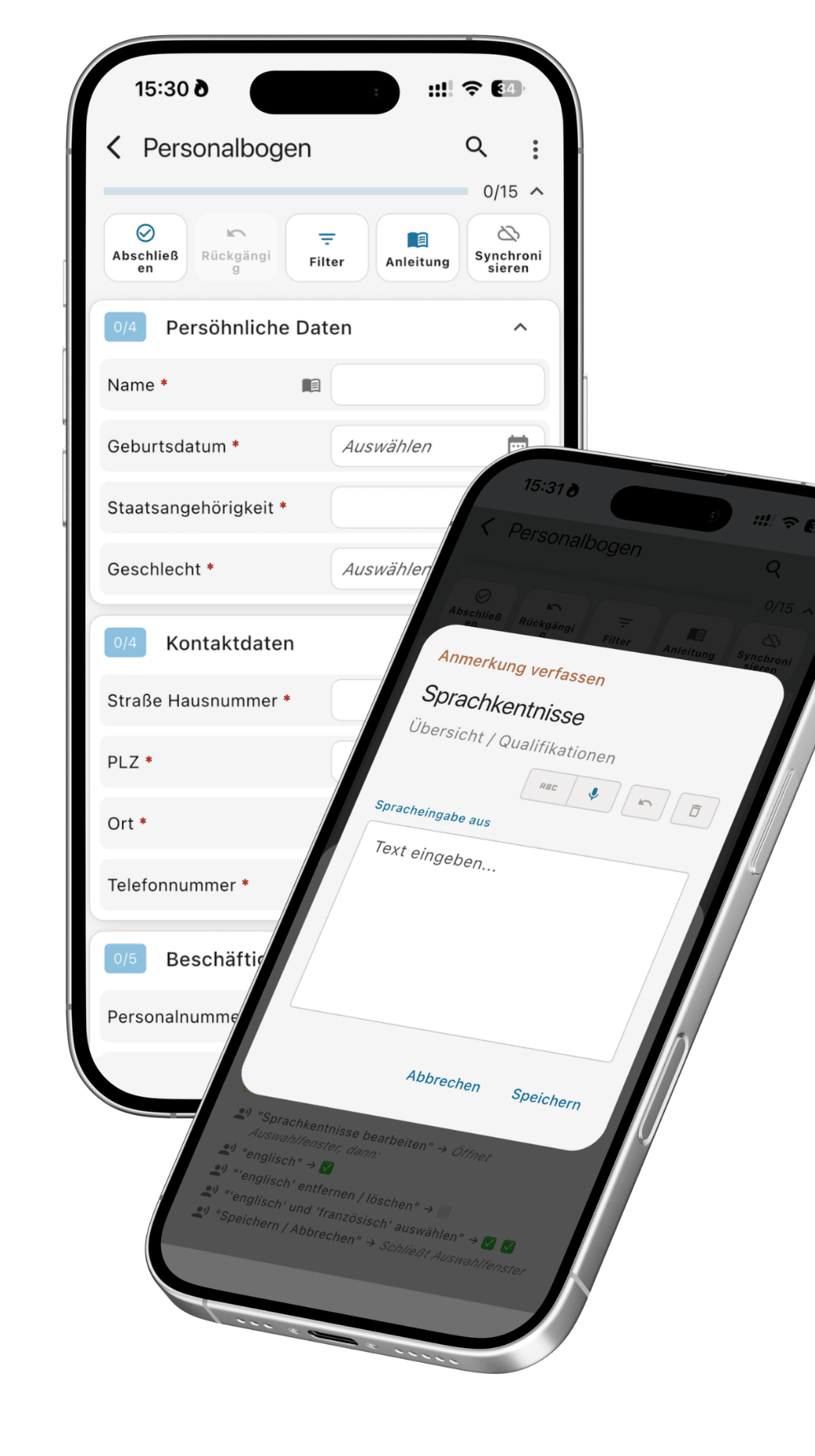 Prüfprotokoll mit Sprache ausfüllen